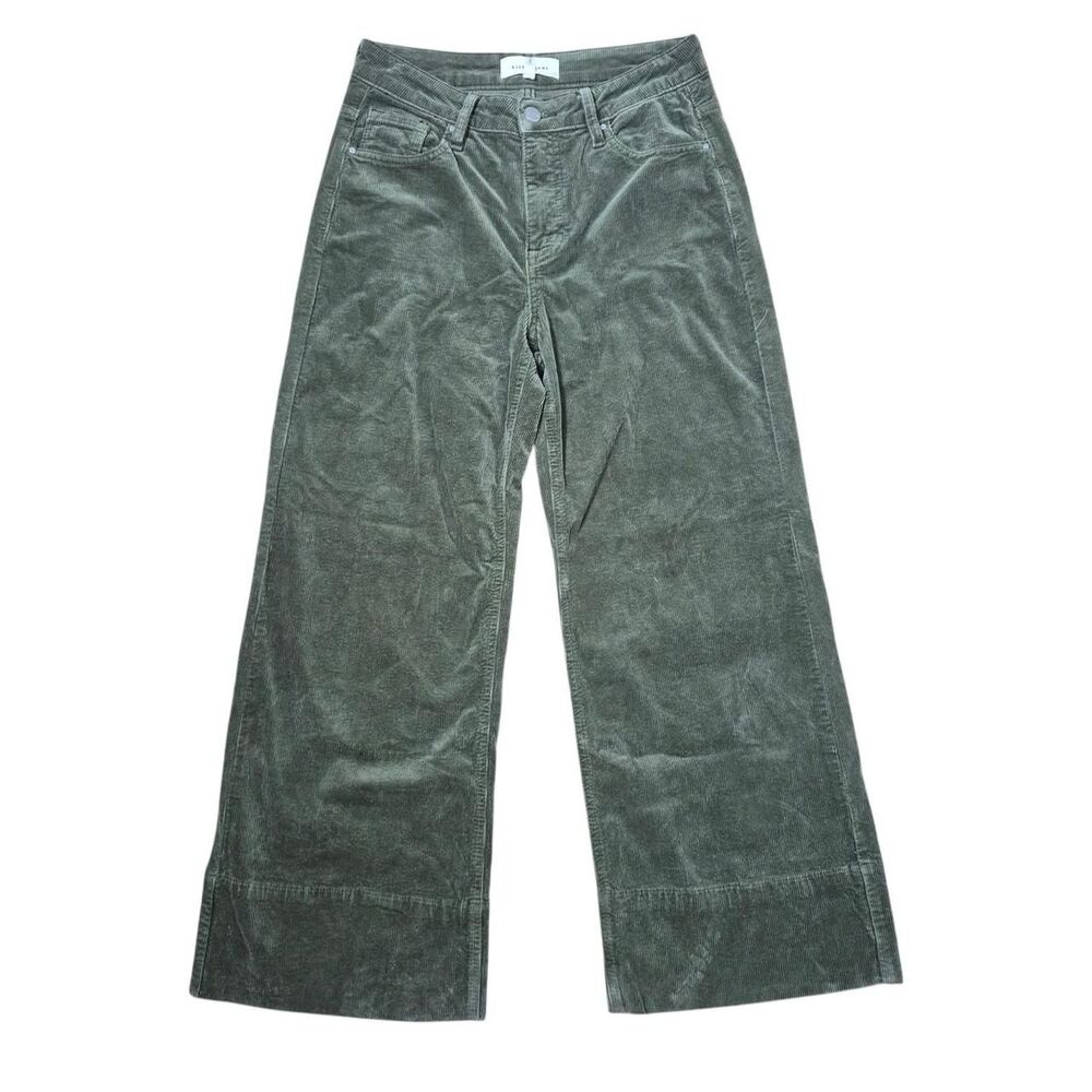 Risen Jeans Kinsley High Waist Green Corduroy Wide Leg Pants Size 3/26 - Picture 2 of 7